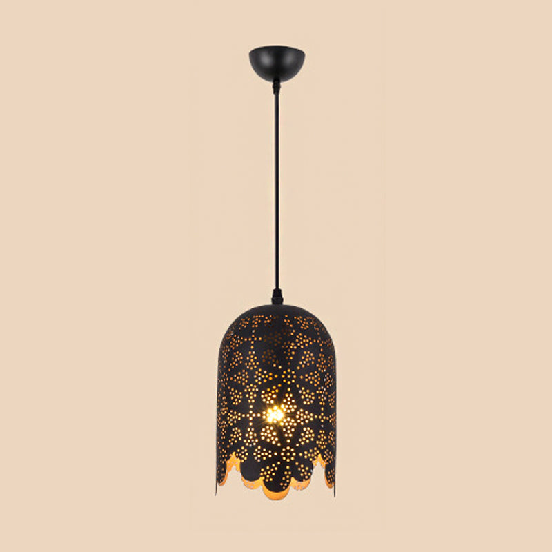 Metallic Black Deckenleuchte Zylinder/Oval 1 Kopflager gemustertes Anhängerlampe für Restaurant