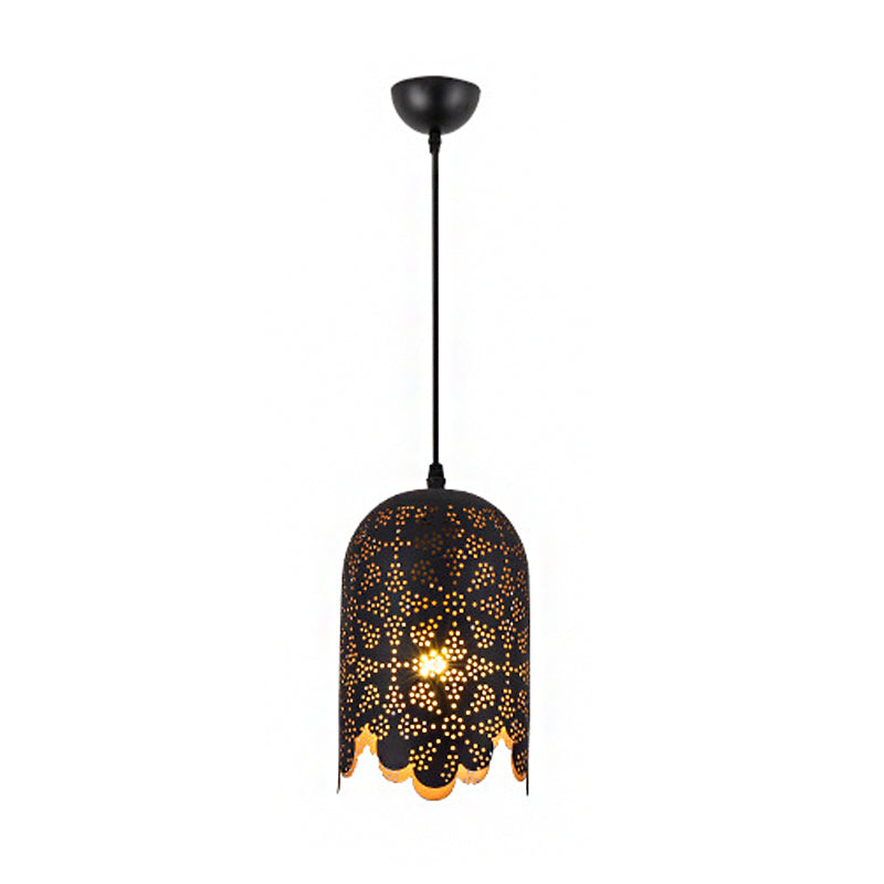 Metallic Black Deckenleuchte Zylinder/Oval 1 Kopflager gemustertes Anhängerlampe für Restaurant