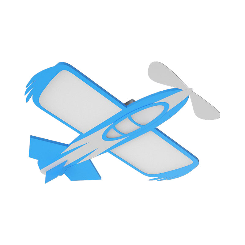 Moderna lampada da soffitto a LED per stanza dei bambini, con montaggio a incasso, a forma di aeroplano, in blu