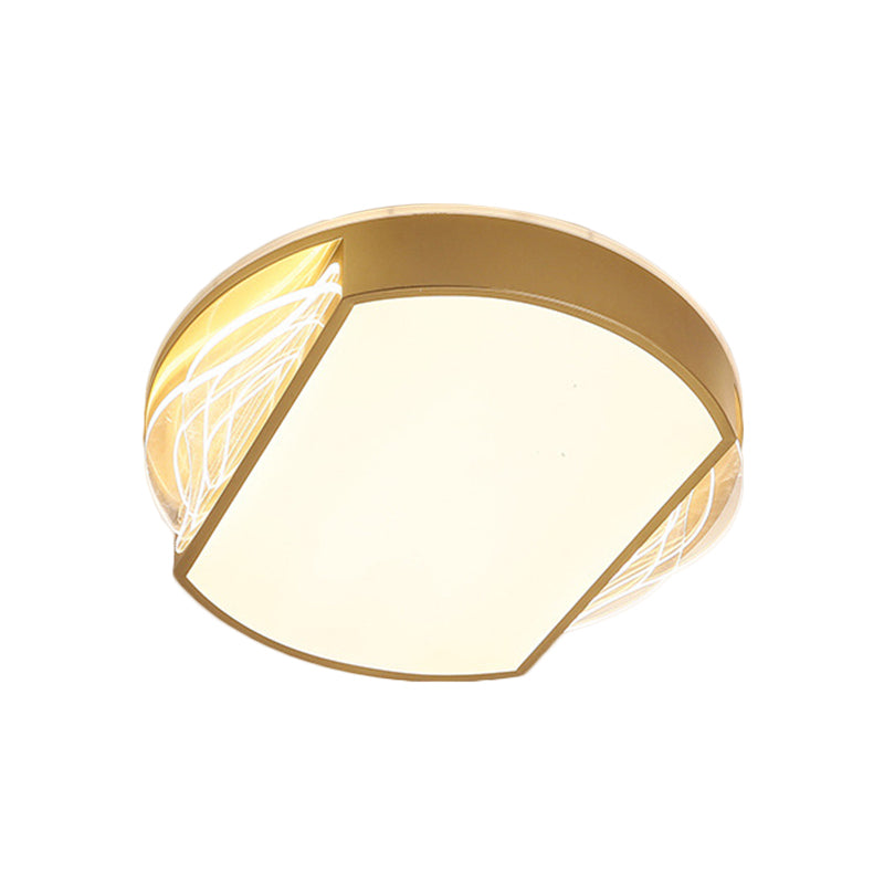 Iron Geometric Ceiling Lamp Contemporary LED Gold Flush Mount Fixture in Warm/White Light, 18"/21.5" Wide