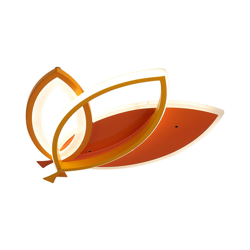 Leaves Design Acrylic Flush Mount Lighting Black/Orange LED Ceiling Light Fixture for Kid Bedroom