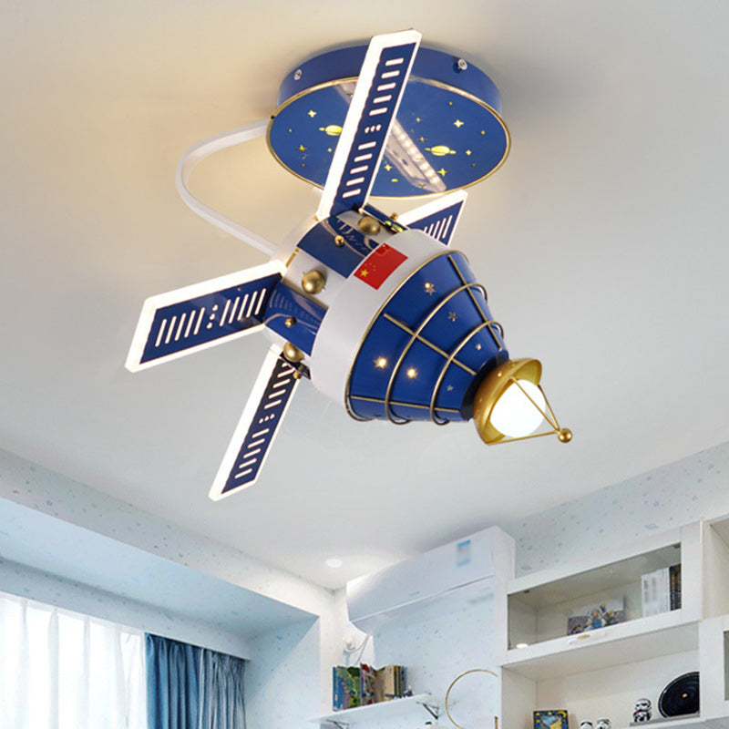 Almacenamiento de techo de montaje de lavado de LED modernista con sombra de metal azul satélite de satélite iluminación de rasgadoras