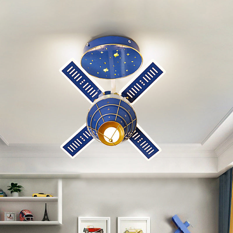 Almacenamiento de techo de montaje de lavado de LED modernista con sombra de metal azul satélite de satélite iluminación de rasgadoras