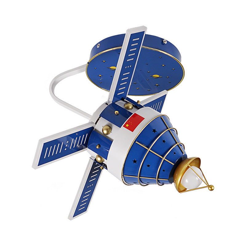 Almacenamiento de techo de montaje de lavado de LED modernista con sombra de metal azul satélite de satélite iluminación de rasgadoras