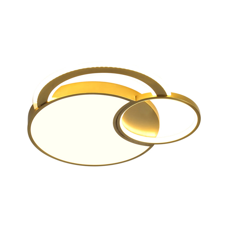 Metallic Interlaced Circle Ceiling Lamp Minimalism LED Gold Flush Mount Lighting in Warm/White Light, 16"/19.5" Width