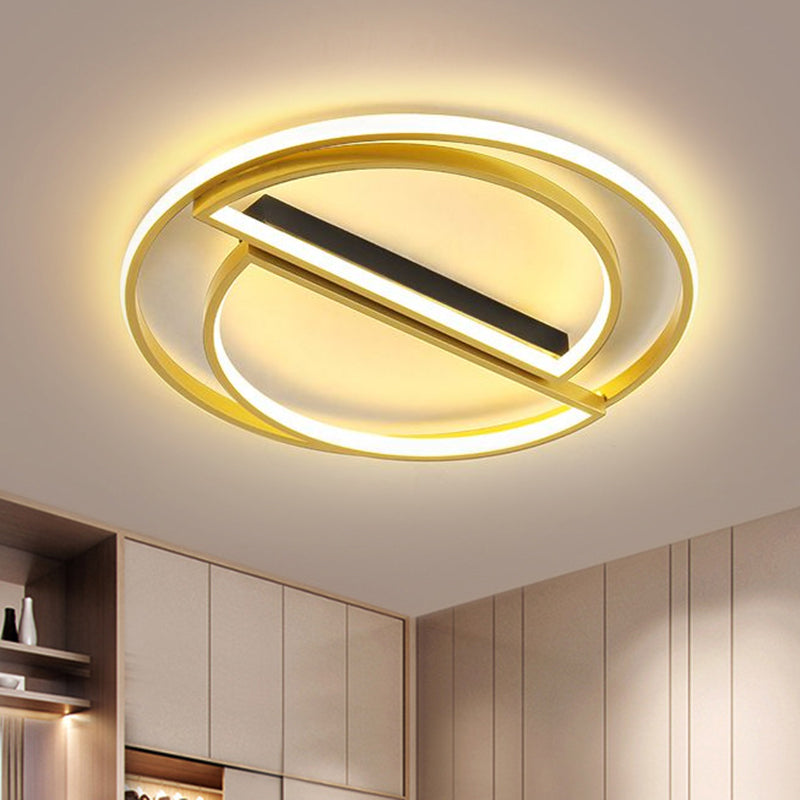 Lampada da incasso a cerchio integrato nero/oro Simplicity Apparecchio da soffitto in metallo a LED con luce calda/bianca, larghezza 16,5"/20,5"