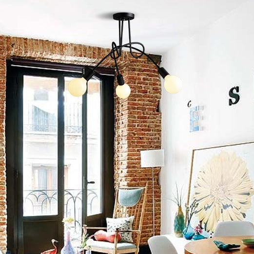 Montaje empotrado de techo de 3/5 cabezales con brazo giratorio, iluminación de montaje semiempotrado de cocina elegante Retro de Metal en blanco y negro