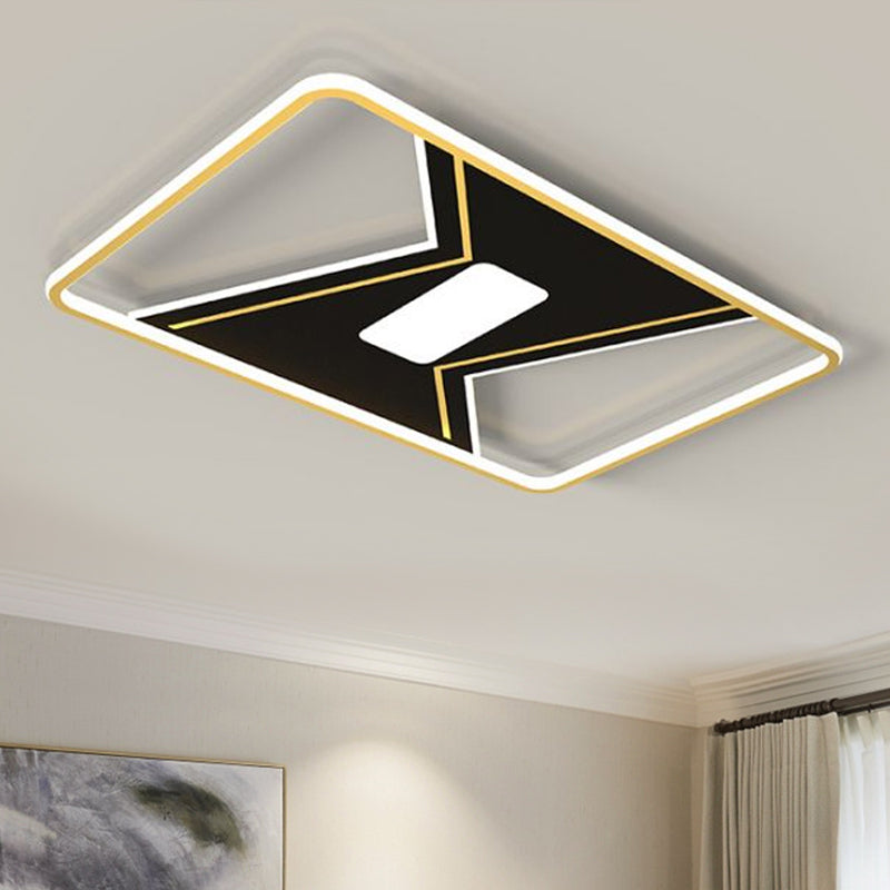 Lampada da soffitto rettangolare con giunture dorate Lampada da soffitto modernista a LED metallica con montaggio ad incasso in luce bianca/3 colori