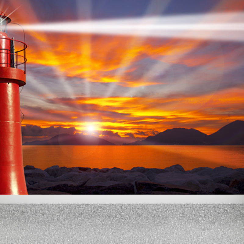 Extra Large Phare Mural Couleur Claire Art Mural Non Tissé pour la Décoration Intérieure, Personnalisé