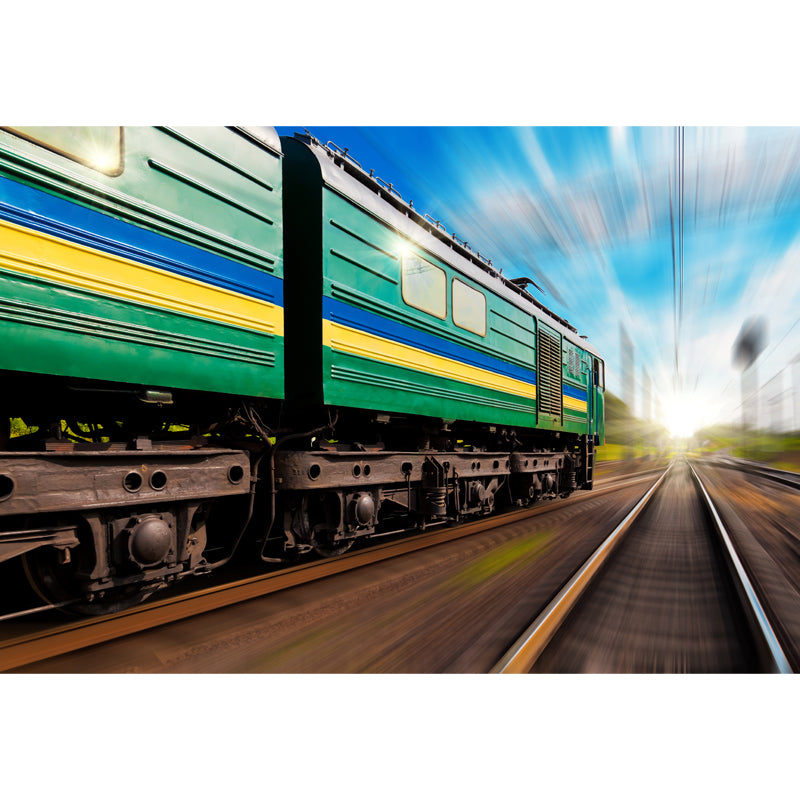 Light Color Train Mural Wallpaper Vehicle Industrial Stain Resistant Wall Covering