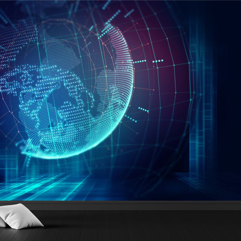 Abstract Pattern Mural Decal Modern Non-Woven Materials Wall Decor in Dark Color