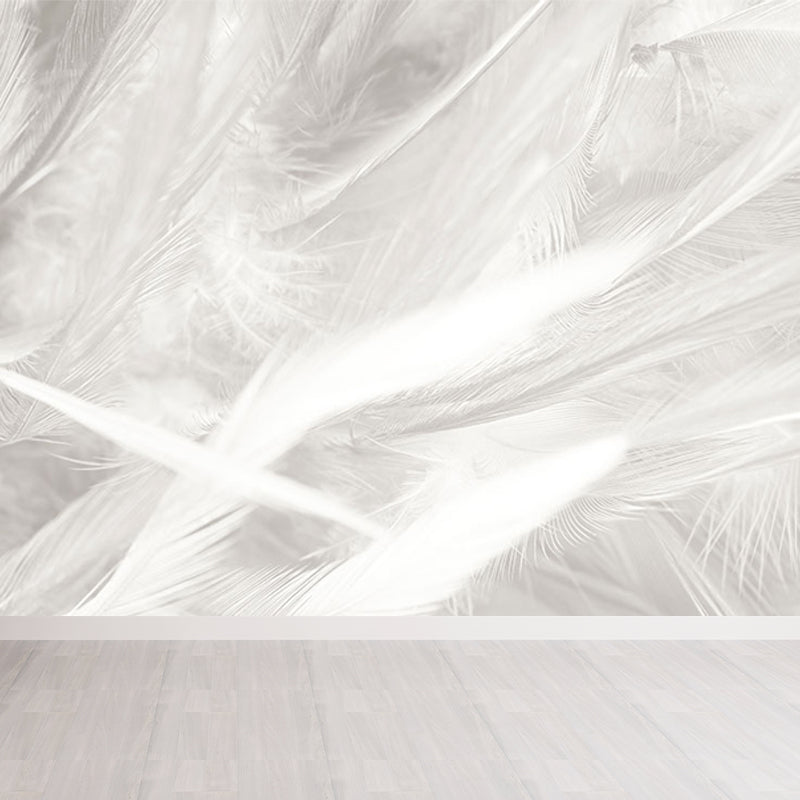Stacked Bird Feather Mural Wallpaper Contemporary Non-Woven Texture Wall Covering