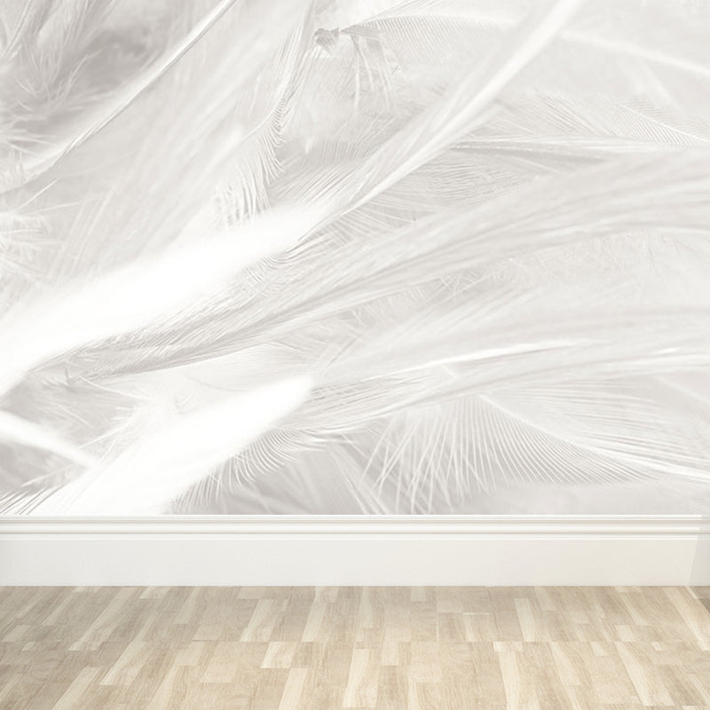 Stacked Bird Feather Mural Wallpaper Contemporary Non-Woven Texture Wall Covering
