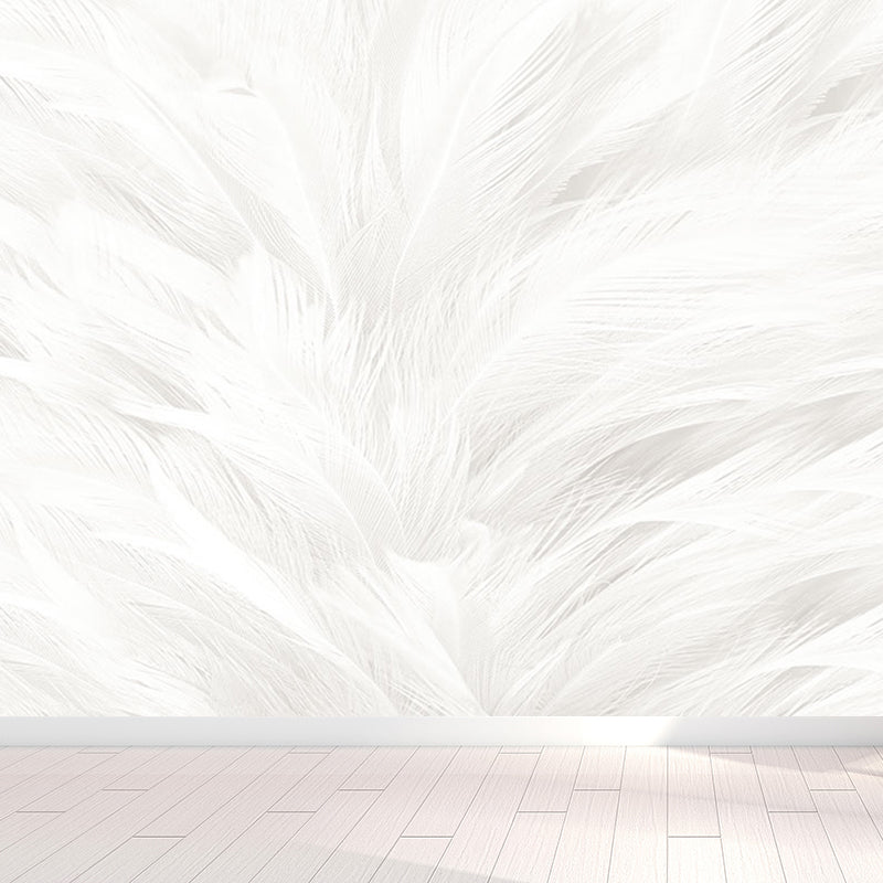 Stacked Bird Feather Mural Wallpaper Contemporary Non-Woven Texture Wall Covering