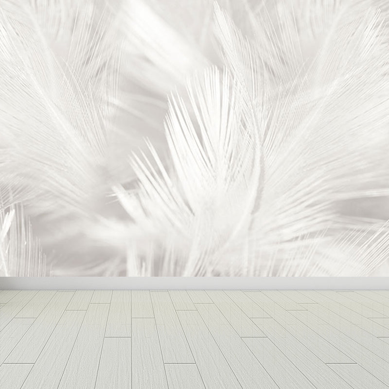 Stacked Bird Feather Mural Wallpaper Contemporary Non-Woven Texture Wall Covering