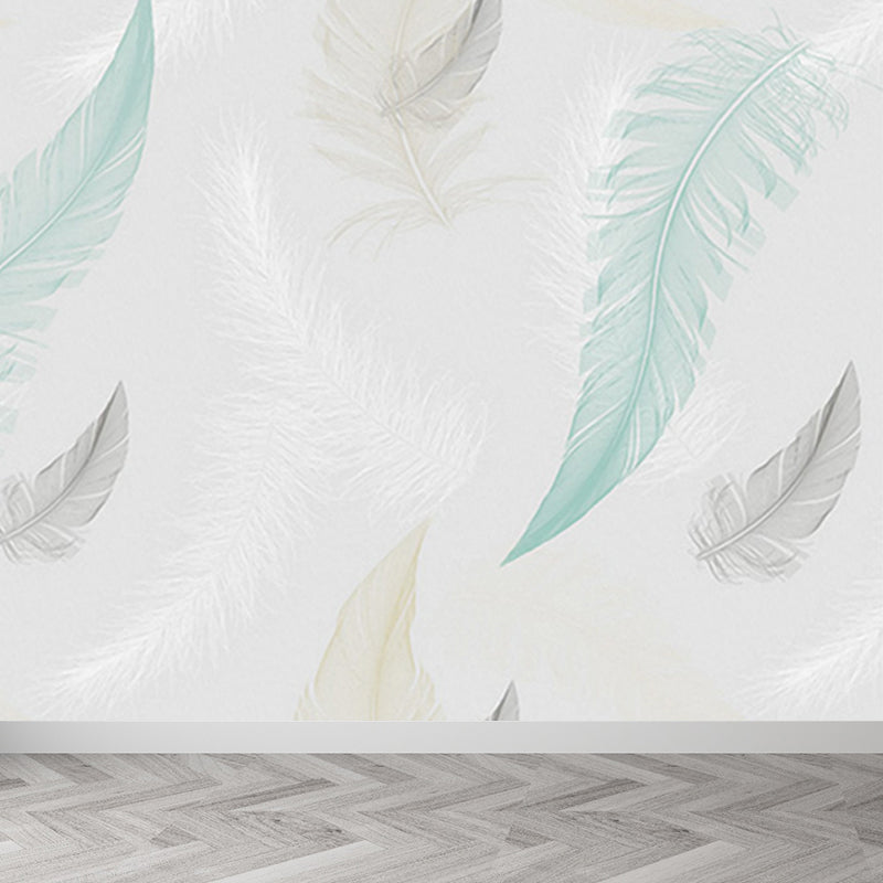 Bird Feather Mural Wallpaper Modern Decorative Kitchen Wall Art, Custom Size Available