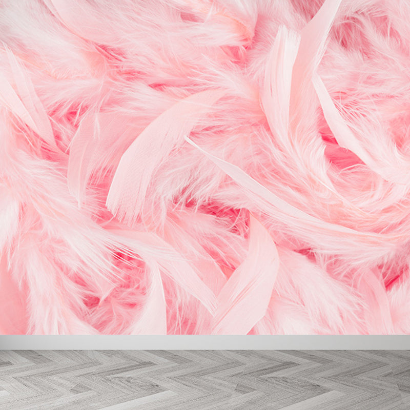 Full Size Illustration Modern Mural Wallpaper with Bird Feathers in Pastel Color