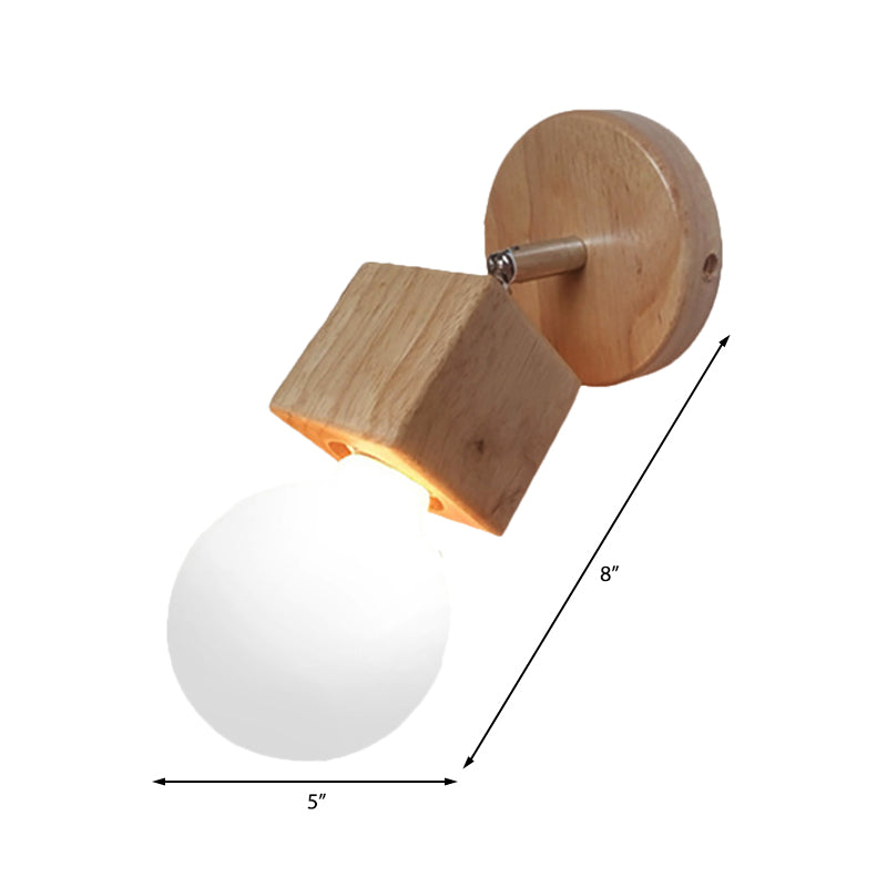 Schwarz/Weiß 1 Kopfwandlicht Leuchte Industriestil Holz quadratische Wandmontage Licht mit kreisförmiger Rückenplatte