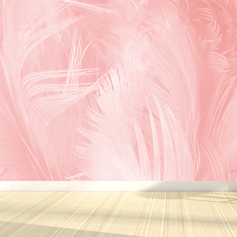 Full Size Illustration Modern Mural Wallpaper with Bird Feathers in Pastel Color