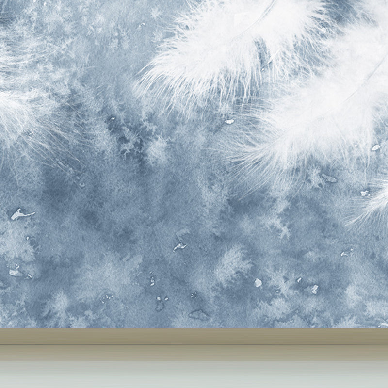 Feather Mural Wallpaper Pastel Color Contemporary Wall Covering for Girls Bedroom