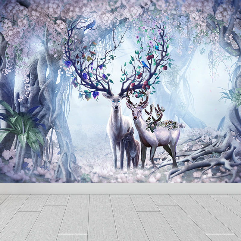 Forest Leisure Reindeer Mural Wallpaper Contemporary Non-Woven Material Wall Decor