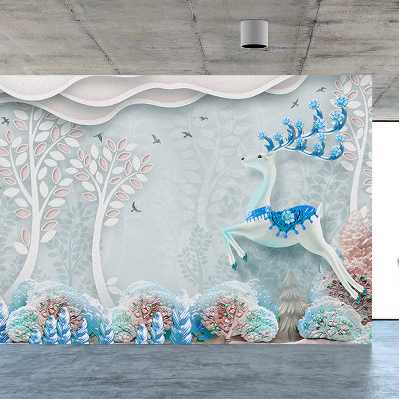 Forest Leisure Reindeer Mural Wallpaper Contemporary Non-Woven Material Wall Decor