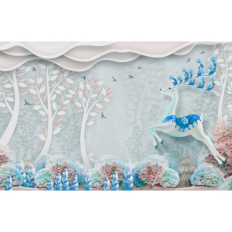 Forest Leisure Reindeer Mural Wallpaper Contemporary Non-Woven Material Wall Decor