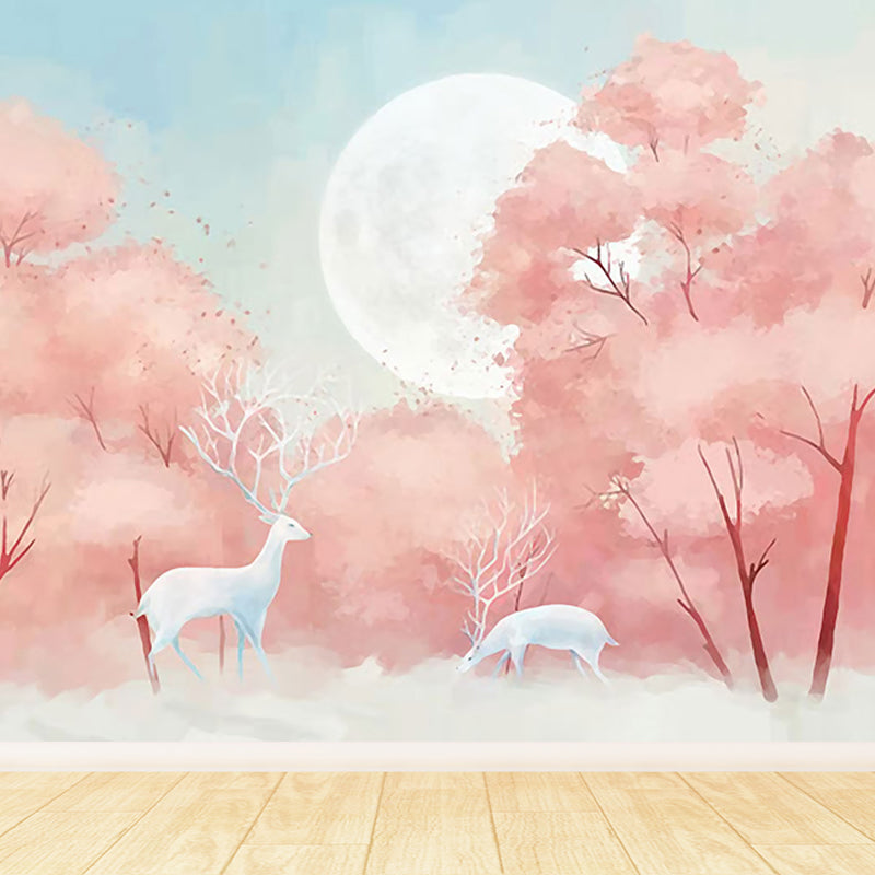 Reindeer Wall Mural Modern Decorative Living Room Wall Covering, Custom Size Available