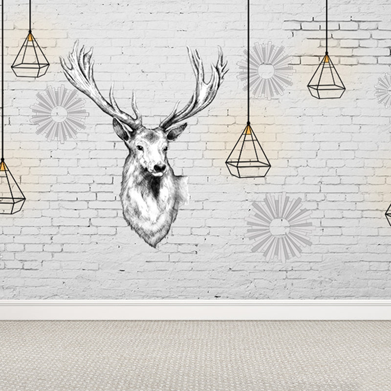 Reindeer Wall Mural Modern Decorative Living Room Wall Covering, Custom Size Available