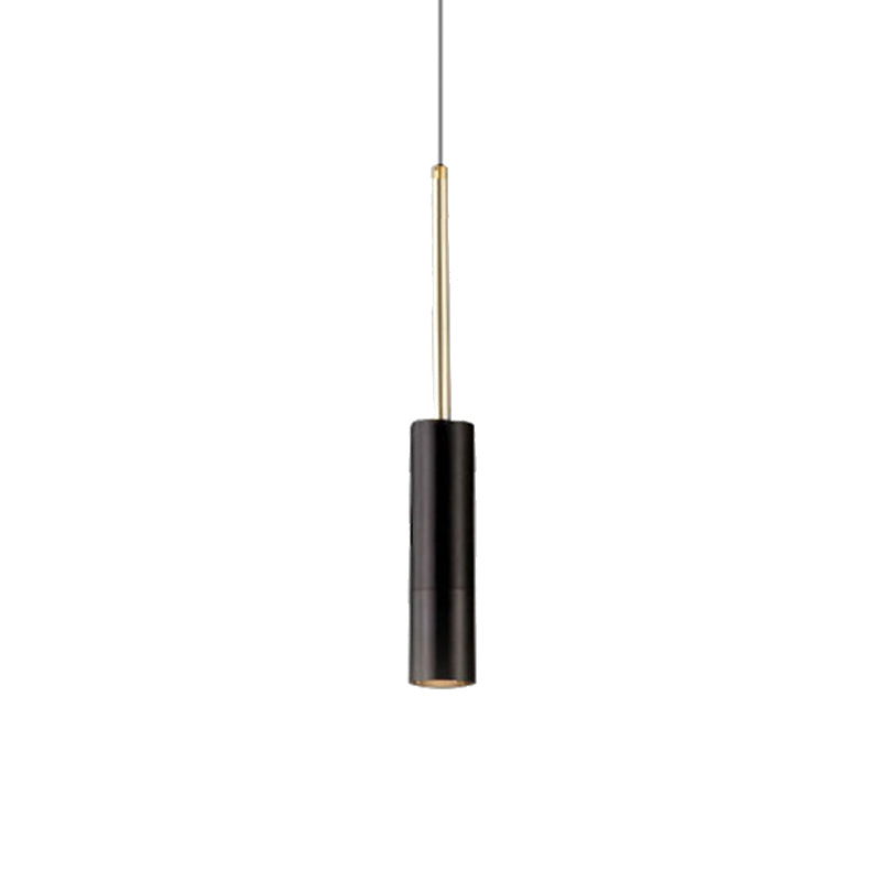 Black/White Cylinder Hanging Light Minimalist Metal LED Pendant Light for Living Room in Warm/White with Adjustable Cord