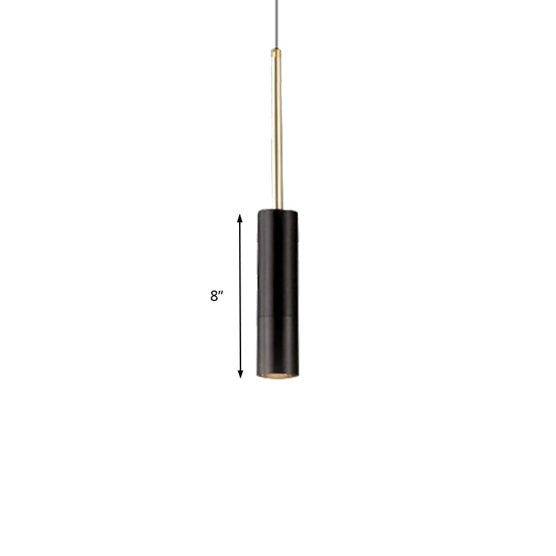 Black/White Cylinder Hanging Light Minimalist Metal LED Pendant Light for Living Room in Warm/White with Adjustable Cord