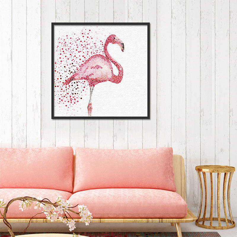 Tropical Flamingo Canvas Print in Pink Living Room Wall Art Decor, Textured Surface