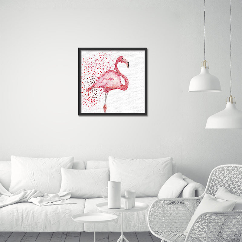 Tropical Flamingo Canvas Print in Pink Living Room Wall Art Decor, Textured Surface