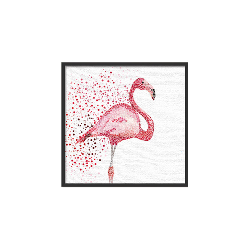 Tropical Flamingo Canvas Print in Pink Living Room Wall Art Decor, Textured Surface