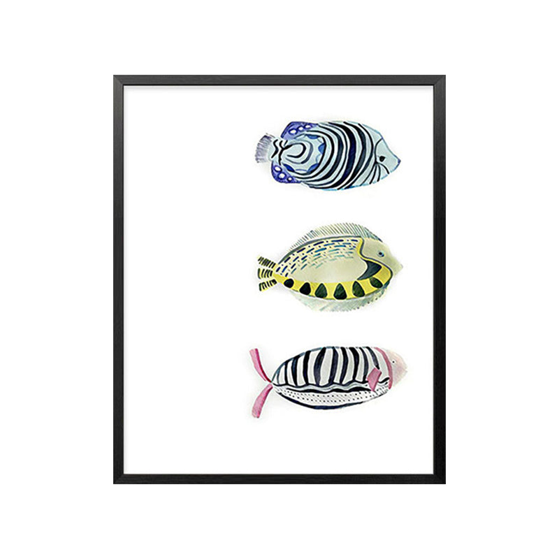 Canvas Textured Wall Art Cartoon Animal Watercolor Drawing Wall Decoration in White