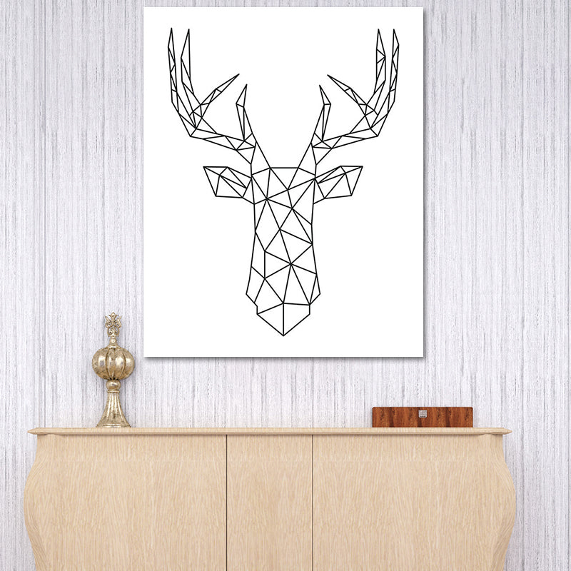 Scandinavian Style Reindeer Print Canvas White Kitchen Backsplash Wall Art Decor