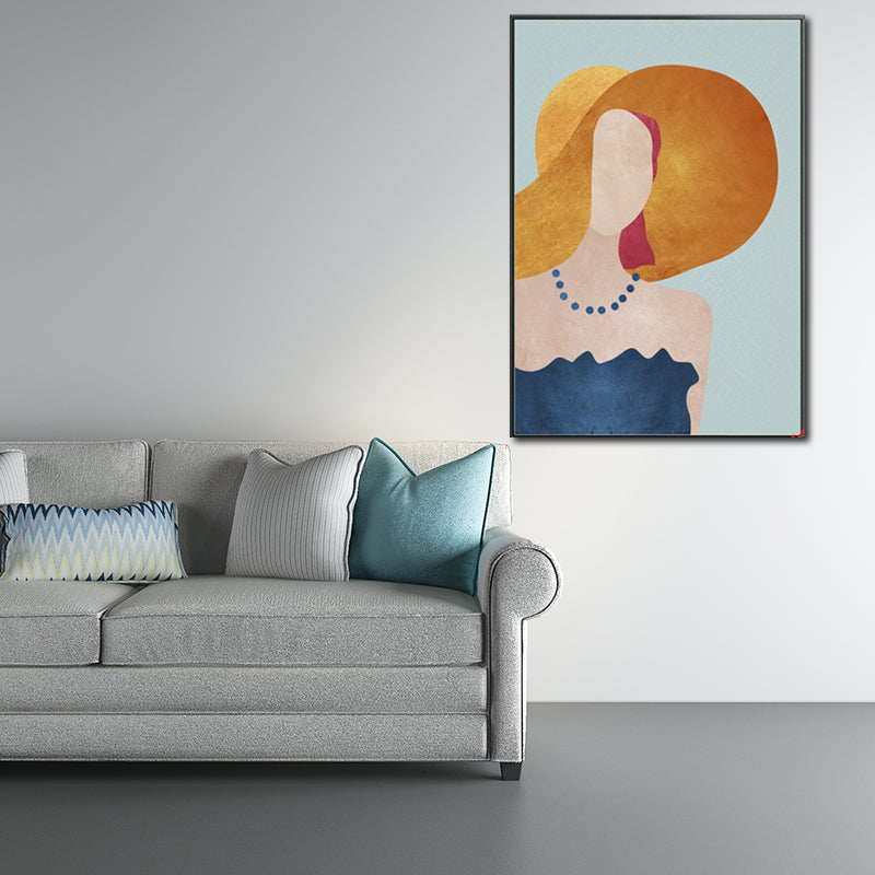 Nordic Girl Summer Dress Canvas Light-Color Fashion Wall Art for Dining Room