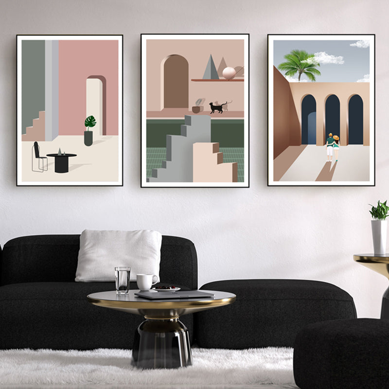 Toile intérieure de maison nature morte, décor artistique mural texturé nordique de couleur claire pour la maison