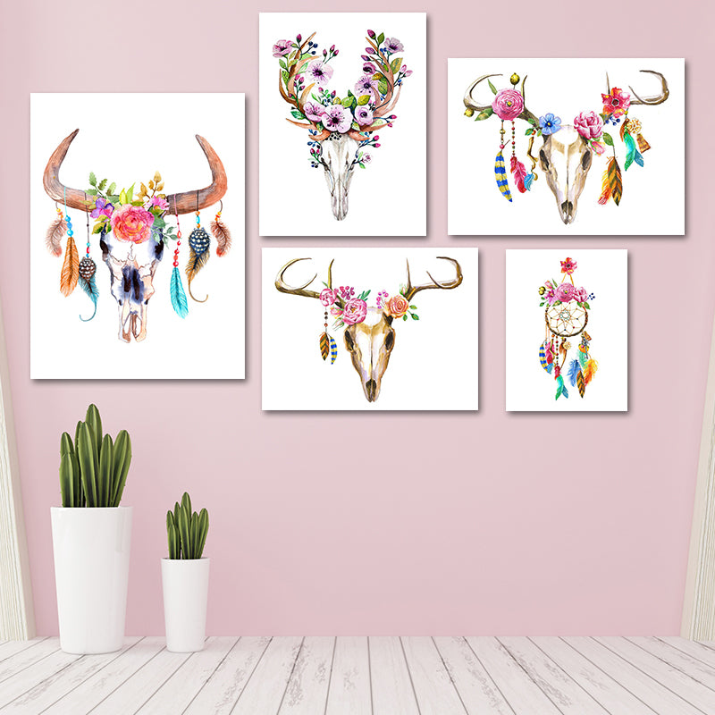 Headwear Painting Canvas Textured Childrens Art Living Room Wall Decoration in White