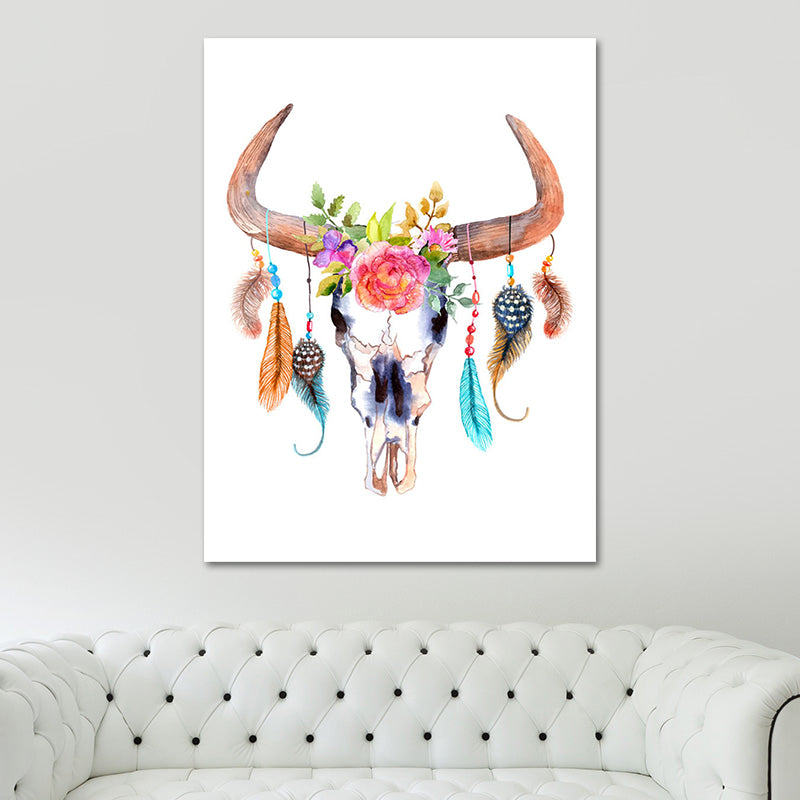 Headwear Painting Canvas Textured Childrens Art Living Room Wall Decoration in White