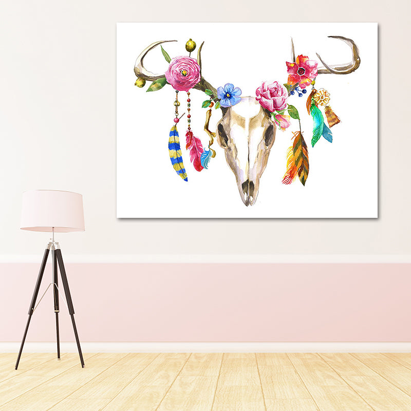 Headwear Painting Canvas Textured Childrens Art Living Room Wall Decoration in White