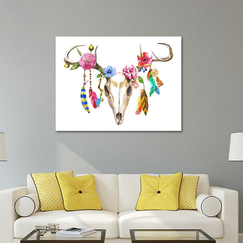 Headwear Painting Canvas Textured Childrens Art Living Room Wall Decoration in White