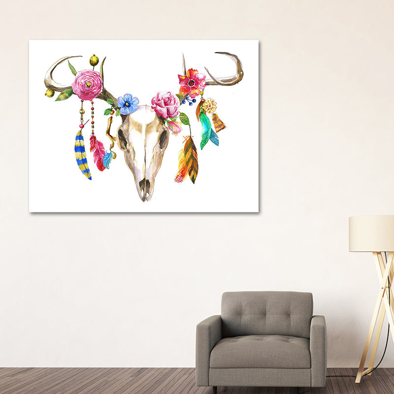 Headwear Painting Canvas Textured Childrens Art Living Room Wall Decoration in White