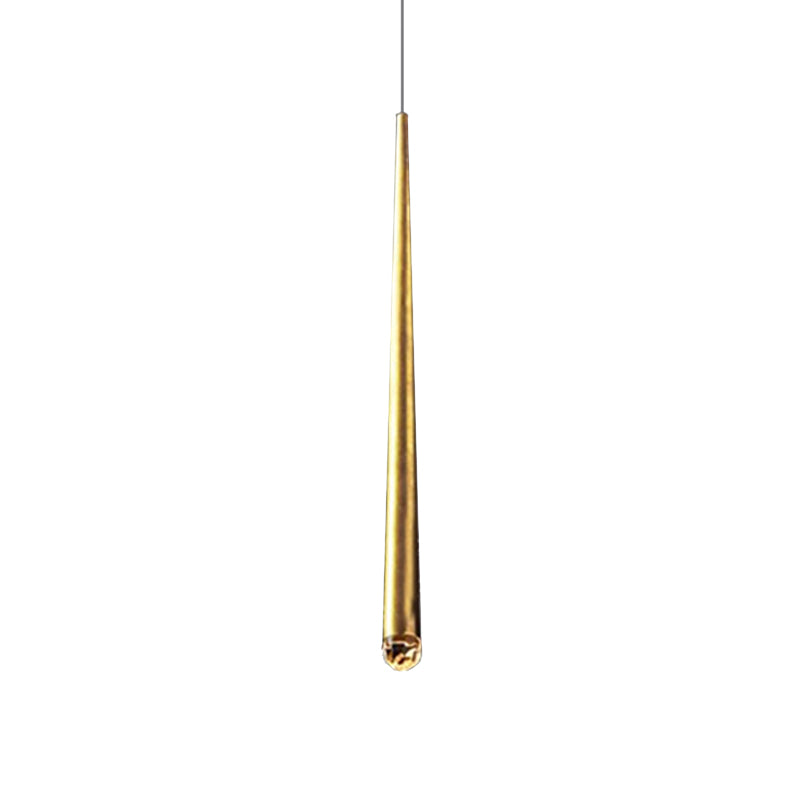 Tapered Ceiling Light Metal Minimalist LED Black/Brass Living Room Pendant Light Fixture with Adjustable Cord