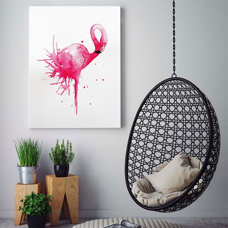 Pink Flamingo Wall Art Animal Tropical Textured Wrapped Canvas for Kids Room