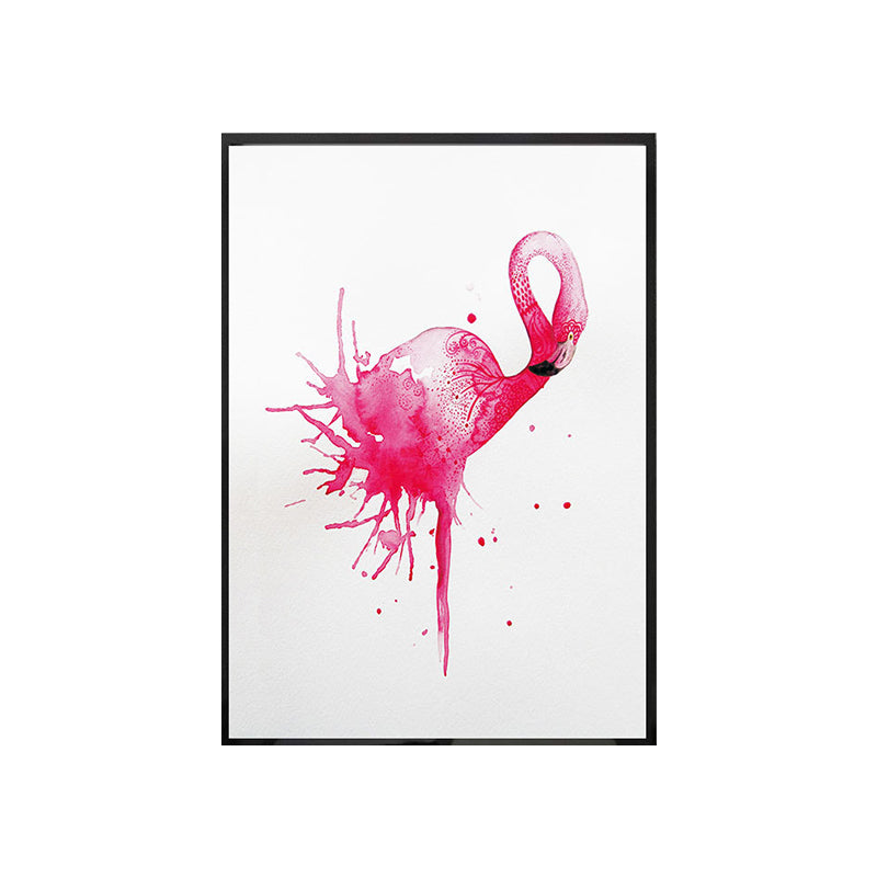 Pink Flamingo Wall Art Animal Tropical Textured Wrapped Canvas for Kids Room