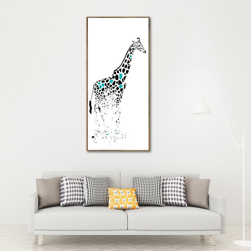 Cartoon Giraffe Wall Art Canvas Textured White Wall Decor for Childrens Bedroom