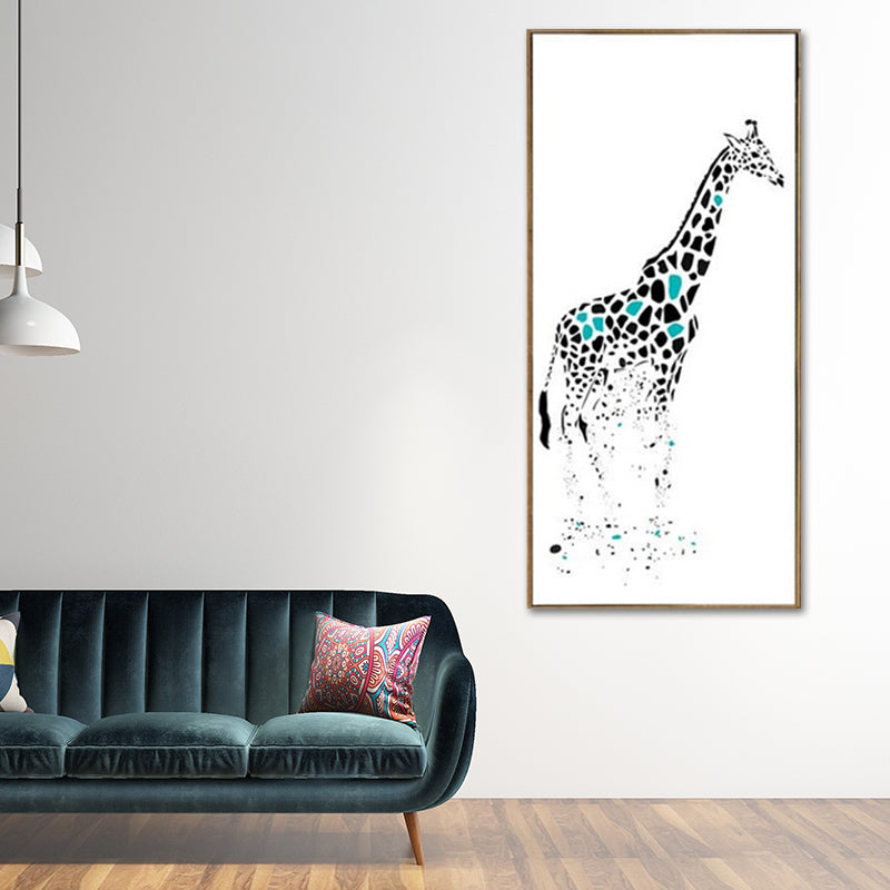 Cartoon Giraffe Wall Art Canvas Textured White Wall Decor for Childrens Bedroom