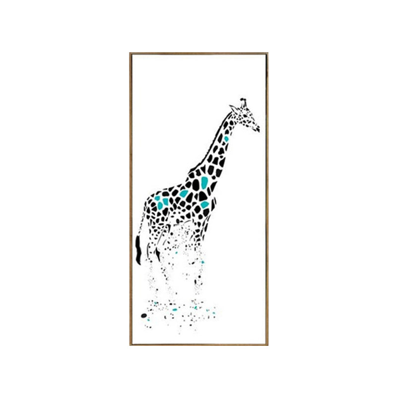 Cartoon Giraffe Wall Art Canvas Textured White Wall Decor for Childrens Bedroom