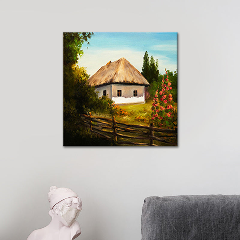 Rural Scenery Oil Painting Canvas Print Pastel Color Sitting Room Wall Art